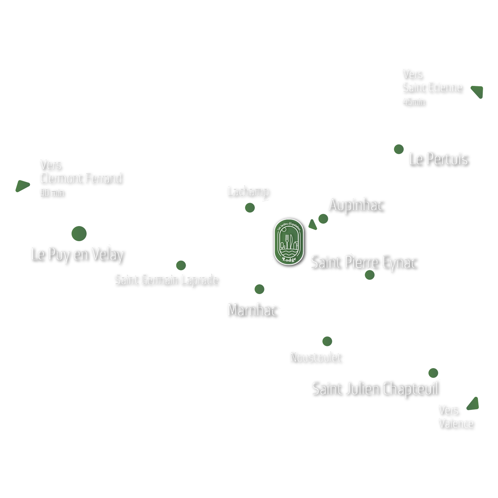 Accès lodge Espaladous, entre le puy en velay et St Etienne